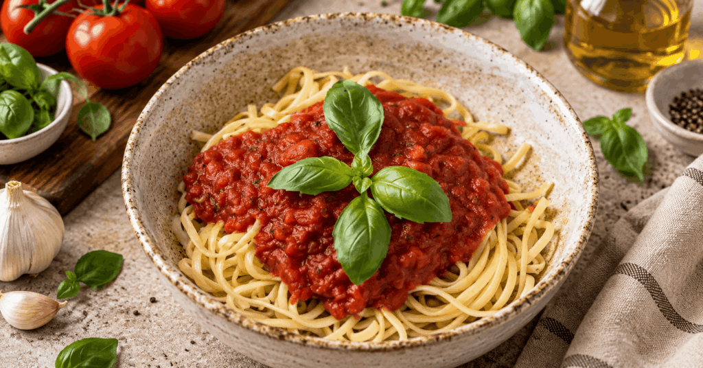 Spaghetti mit selbstgemachter Tomatensoße