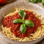 Spaghetti mit selbstgemachter Tomatensoße Spaghetti mit Tomatensosse